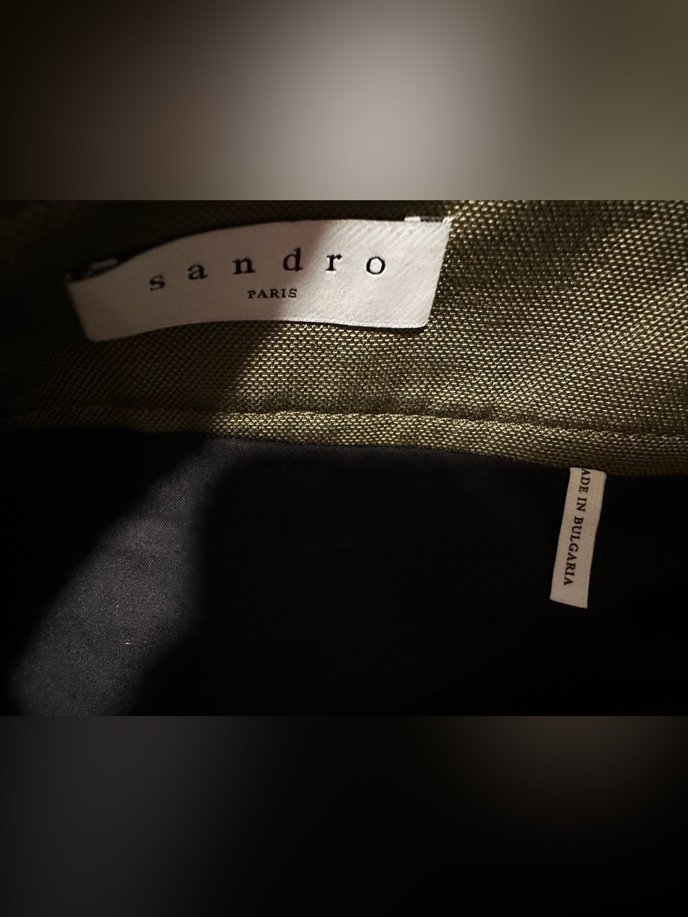 Sandro Paris Olive Green Mini Skirt with Front Rose Gold Zipper Size Small - Picture 11 of 14